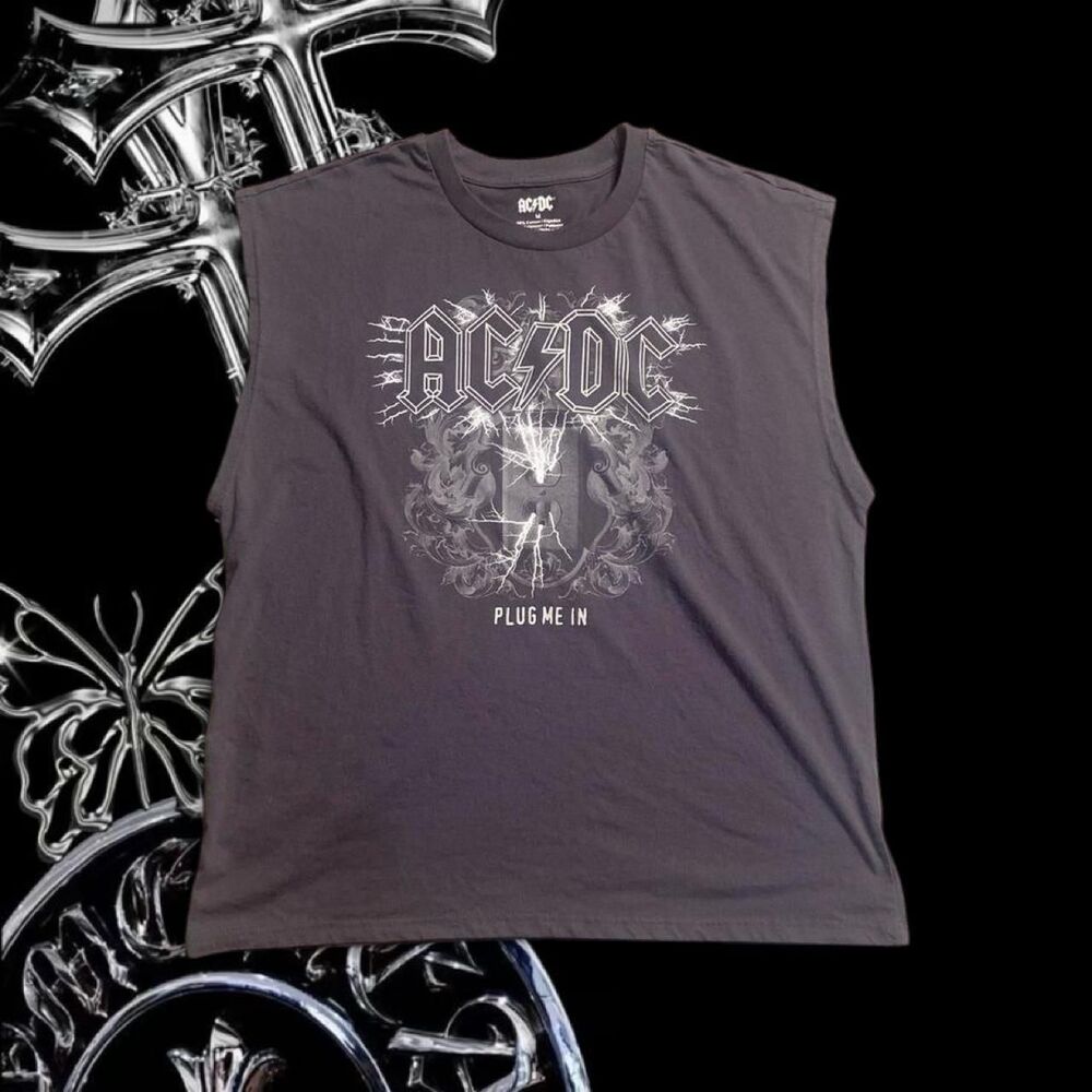 Acdc-rag Men's Grey and Black T-shirt